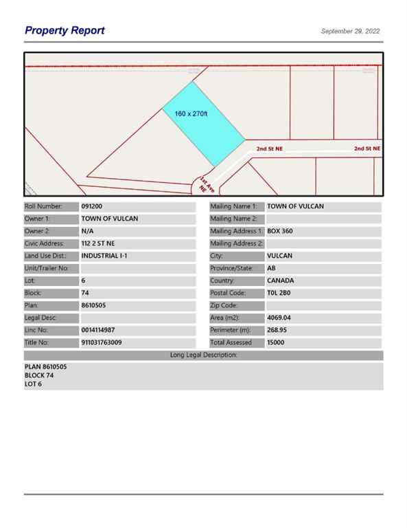 MLS® A1259544 - 112 2 Street NE in NONE Vulcan, Land