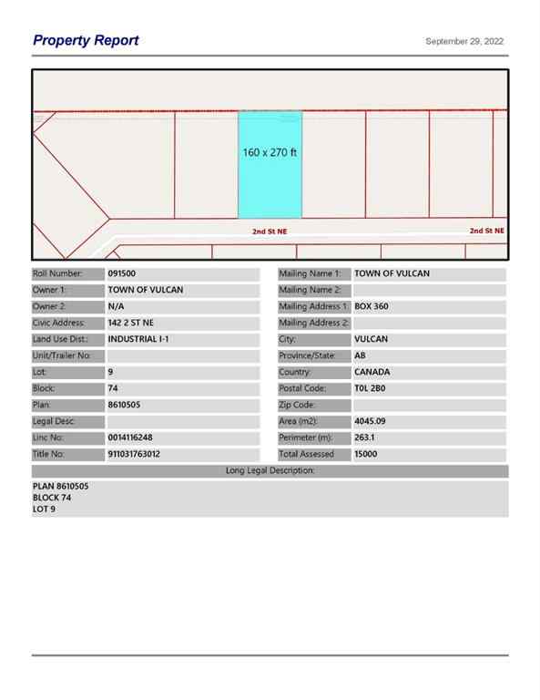 MLS® A1259547 - 142 2 Street NE in NONE Vulcan, Land