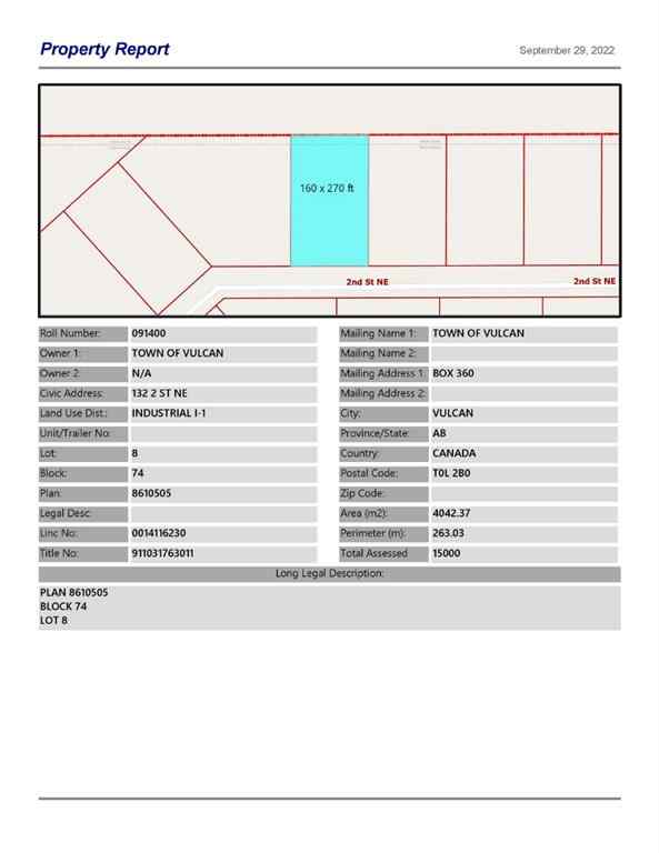 MLS® A1259549 - 132 2 Street NE in NONE Vulcan, Land