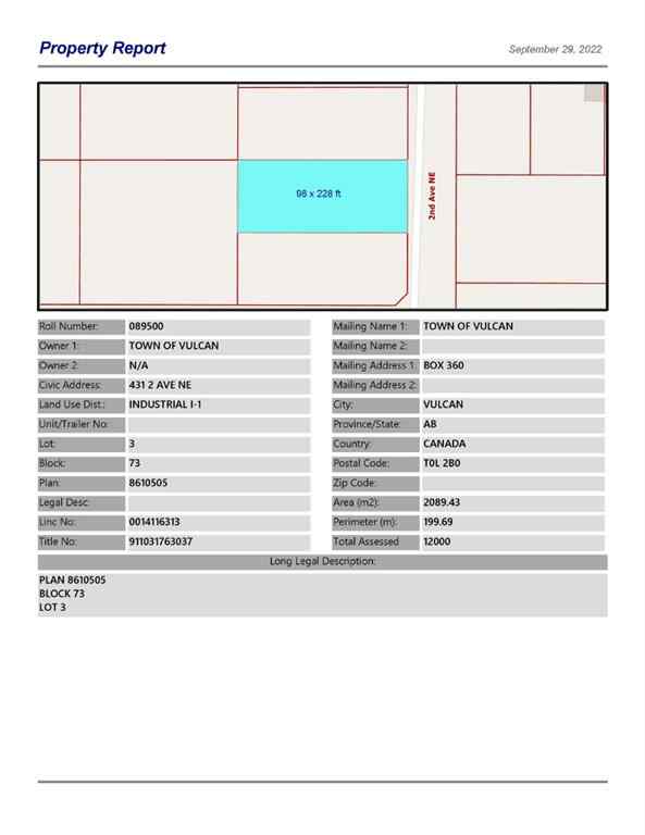 MLS® A1259552 - 431 2 Avenue NE in NONE Vulcan, Land