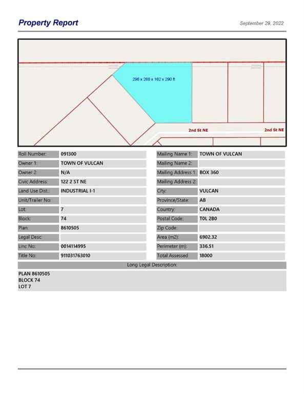MLS® A1259556 - 122 2 Street NE in NONE Vulcan, Land