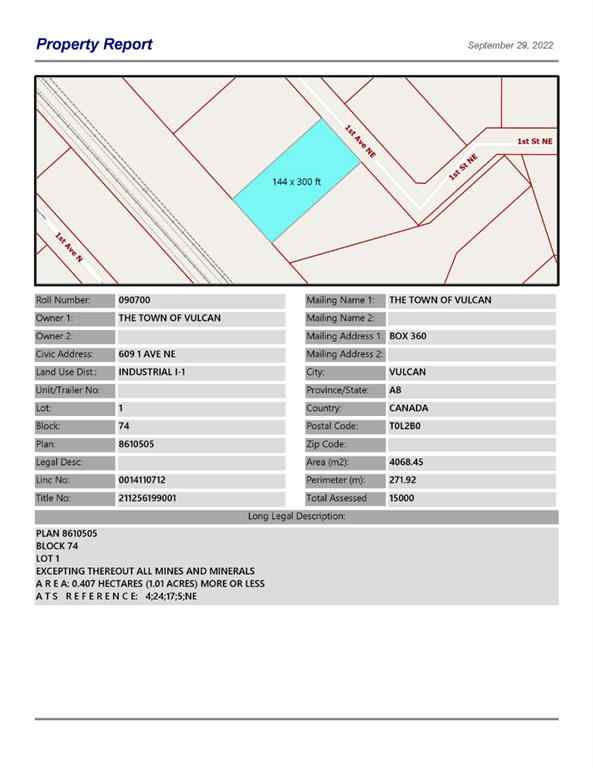 MLS® A1259577 - 619 1 Avenue NE in NONE Vulcan, Land