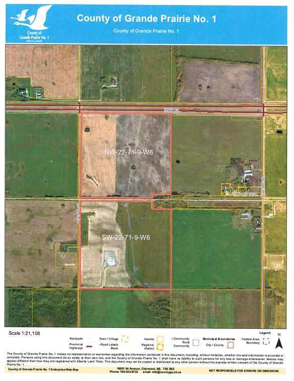 MLS® A2026266 - W 1/2 22-71-9-W6 43 Highway  in NONE Huallen, Land