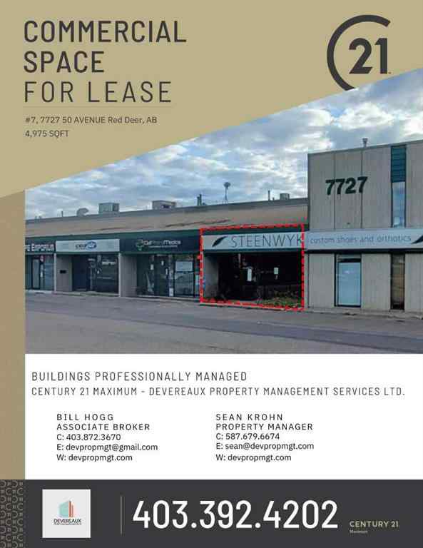MLS® A2203900 - Unit #7 7727 50 Avenue  in Northlands Industrial Park Red Deer, Commercial