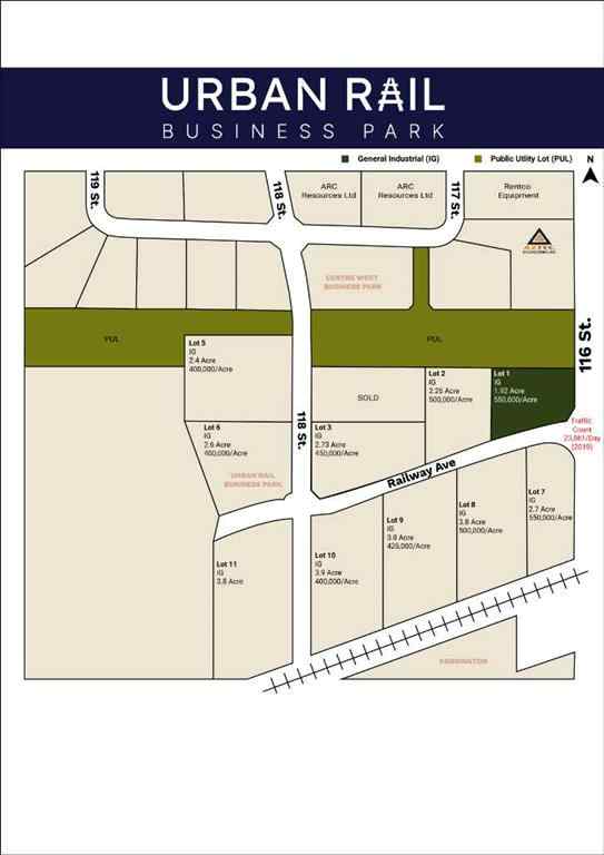 MLS® A2217156 - Unit #Lot 1 11602 Railway Avenue  in Urban Rail Business Park Grande Prairie, Land