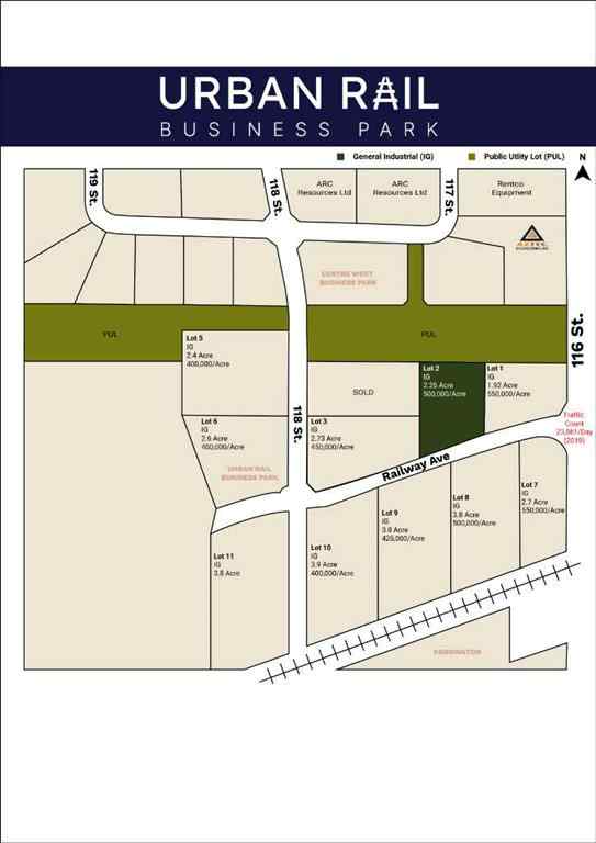 MLS® A2217169 - Unit #Lot 2 11606 Railway Avenue  in Urban Rail Business Park Grande Prairie, Land