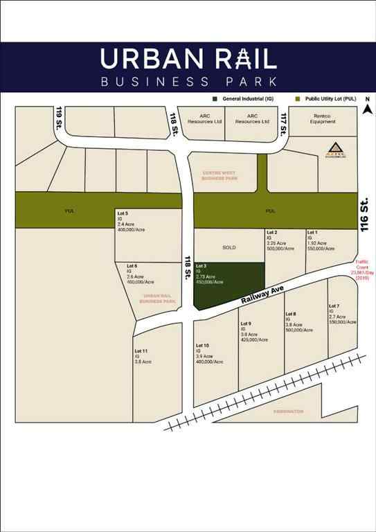 MLS® A2217180 - Lot 3 na Avenue  in Urban Rail Business Park Grande Prairie, Land