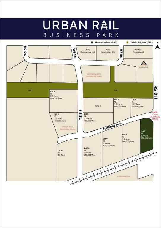 MLS® A2217185 - Lot 7 Railway Avenue  in Urban Rail Business Park Grande Prairie, Land