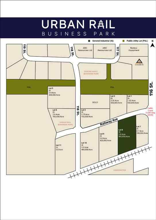 MLS® A2217190 - Lot 8 Railway Avenue  in Urban Rail Business Park Grande Prairie, Land