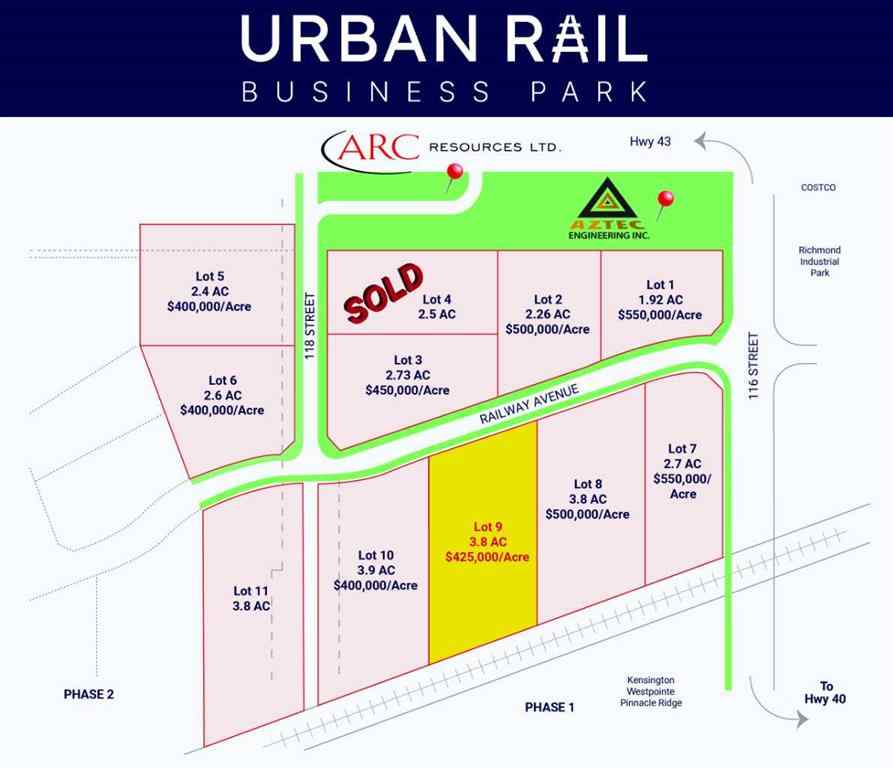 MLS® A2217205 - Lot 9 Railway Avenue  in Urban Rail Business Park Grande Prairie, Land