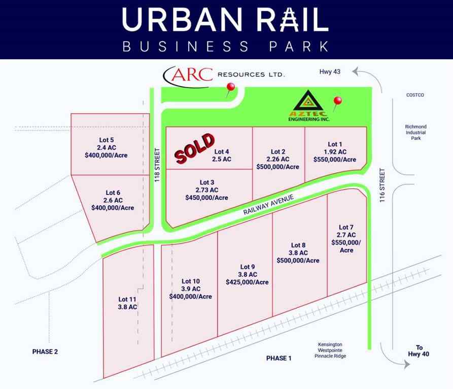 MLS® A2217205 - Lot 9 Railway Avenue  in Urban Rail Business Park Grande Prairie, Land