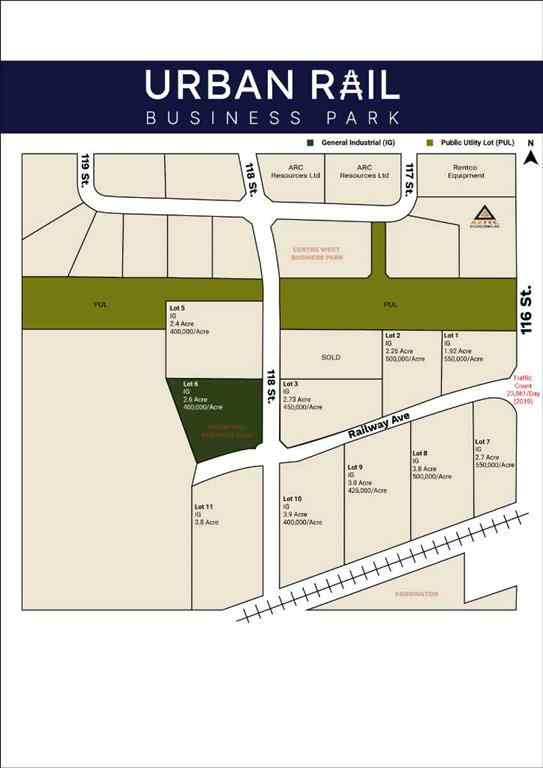 MLS® A2217214 - Lot 6 118 Street  in Urban Rail Business Park Grande Prairie, Land