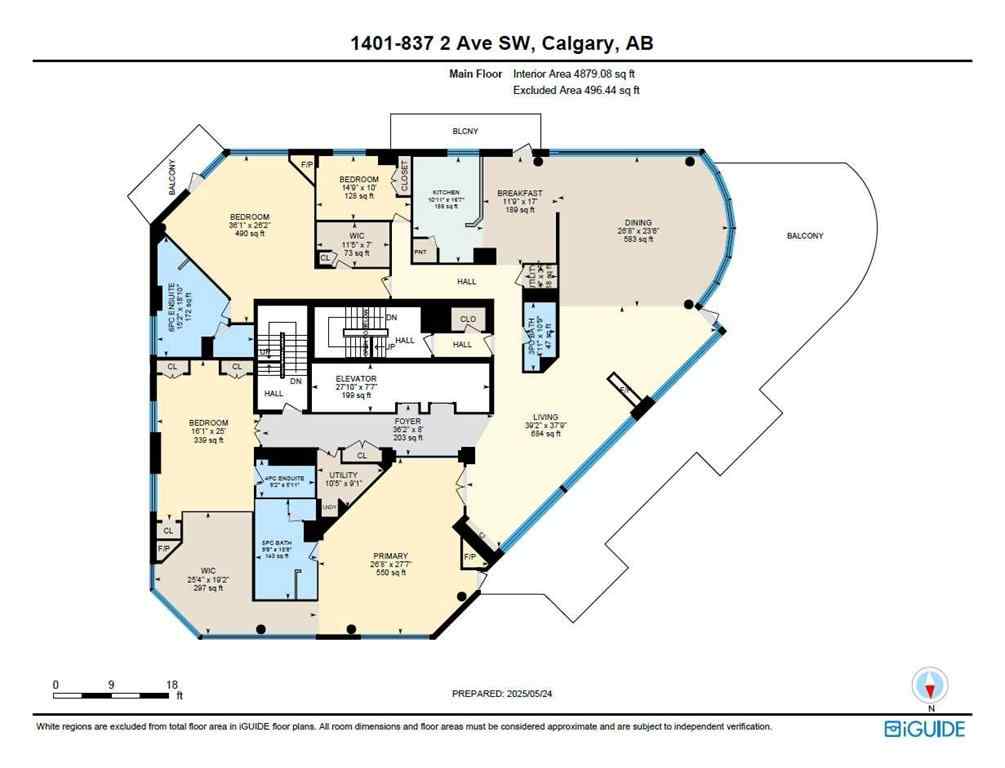 MLS® A2223213 - Unit #1401 837 2 Avenue SW in Eau Claire Calgary, Residential