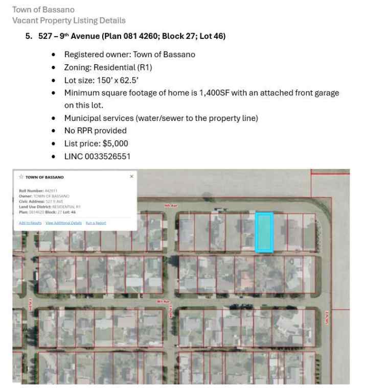 MLS® A2224548 - 527 9 Avenue  in NONE Bassano, Land
