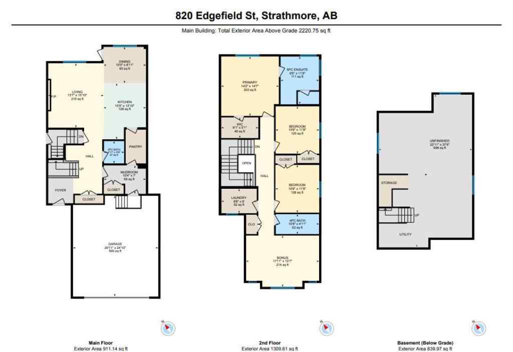 MLS® A2240315 - 820 Edgefield Street  in Edgefield Strathmore, Residential