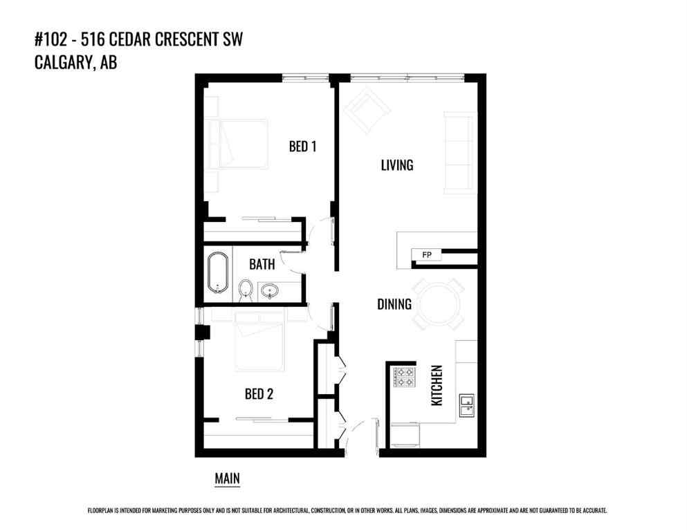 MLS® A2256168 - Unit #102 516 Cedar Crescent SW in Spruce Cliff Calgary, Residential