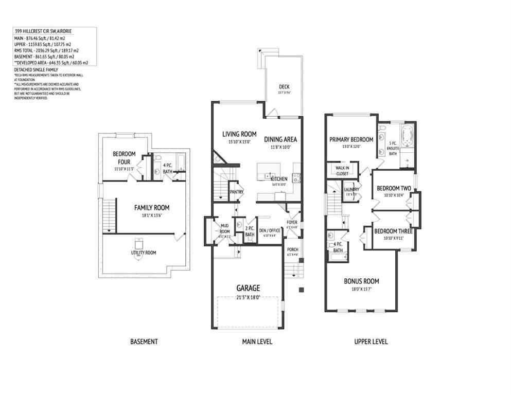 MLS® A2256823 - 399 Hillcrest Circle SW in Hillcrest Airdrie, Residential