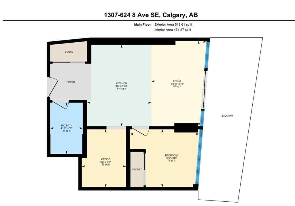 MLS® A2257759 - Unit #1307 624 8 Avenue SE in Downtown East Village Calgary, Residential