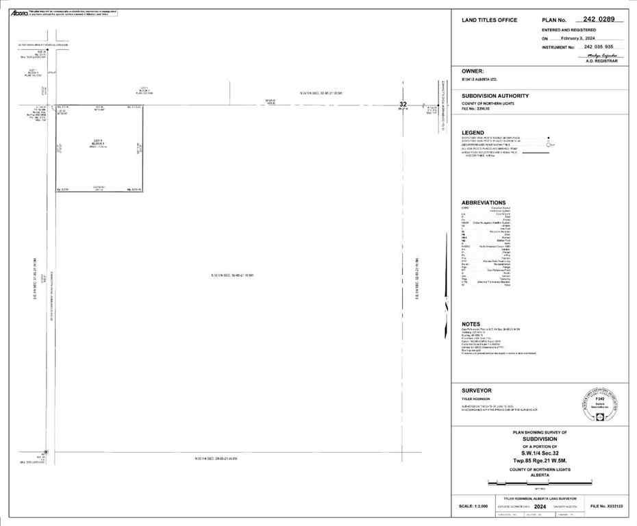 MLS® A2257953 -  ON Range Road 215   in NONE Rural Northern Lights, County of, Land