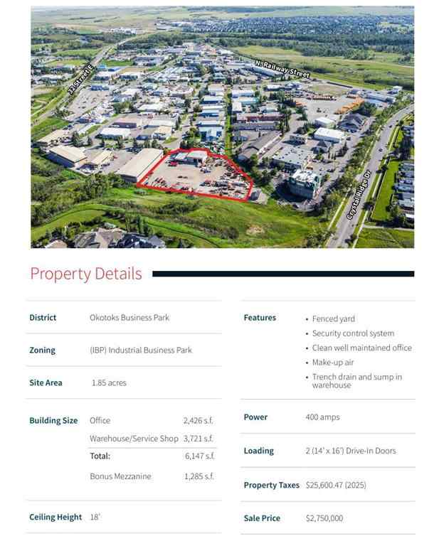 MLS® A2263849 - 145 Fisher Street  in Business Park Okotoks, Commercial